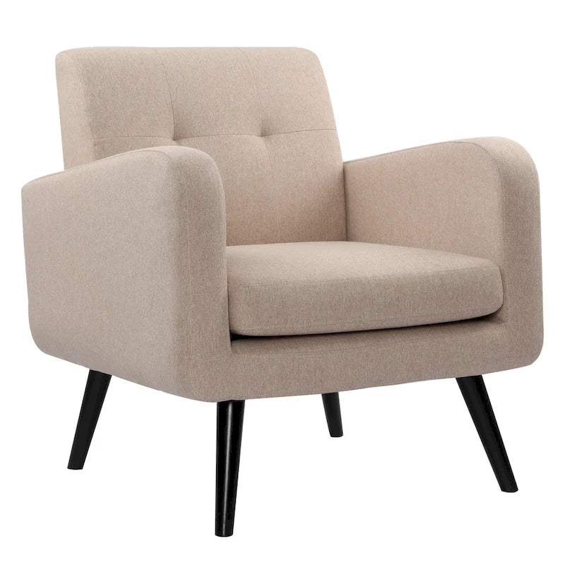 Fauteuil d'appoint capitonné – Beige / Bleu / Gris | Siège unique