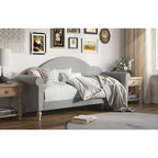 Lit de repos double rembourré gris/beige/noir – Accoudoirs roulés, une place