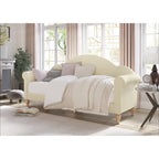 Lit de repos double rembourré gris/beige/noir – Accoudoirs roulés, une place