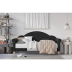 Lit de repos double rembourré gris/beige/noir – Accoudoirs roulés, une place
