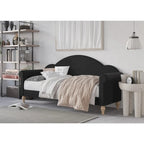 Lit de repos double rembourré gris/beige/noir – Accoudoirs roulés, une place