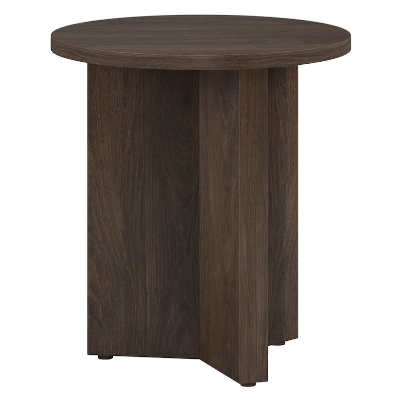 Table d'appoint ronde à base en X, 50,8 cm de large – Blanc aulne / Grain noir / Chêne gris / Brun aulne
