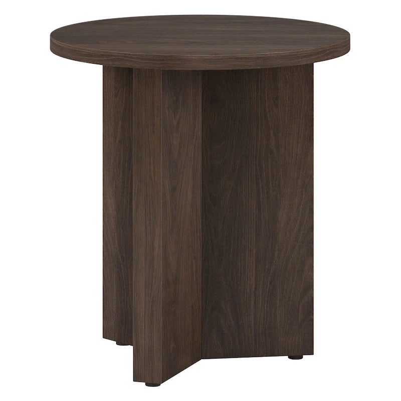Table d'appoint ronde à base en X, 50,8 cm de large – Blanc aulne / Grain noir / Chêne gris / Brun aulne