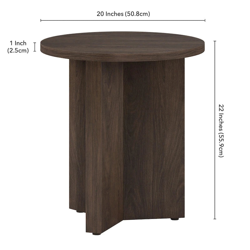 Table d'appoint ronde à base en X, 50,8 cm de large – Blanc aulne / Grain noir / Chêne gris / Brun aulne