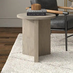 Table d'appoint ronde à base en X, 50,8 cm de large – Blanc aulne / Grain noir / Chêne gris / Brun aulne