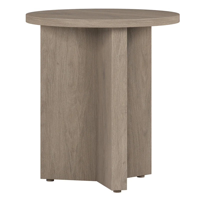 Table d'appoint ronde à base en X, 50,8 cm de large – Blanc aulne / Grain noir / Chêne gris / Brun aulne