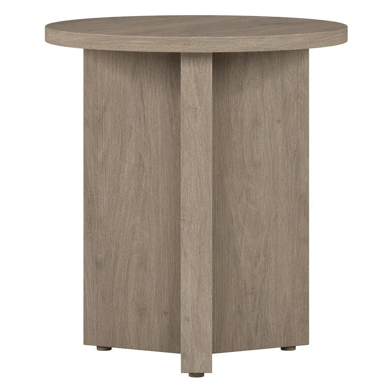 Table d'appoint ronde à base en X, 50,8 cm de large – Blanc aulne / Grain noir / Chêne gris / Brun aulne