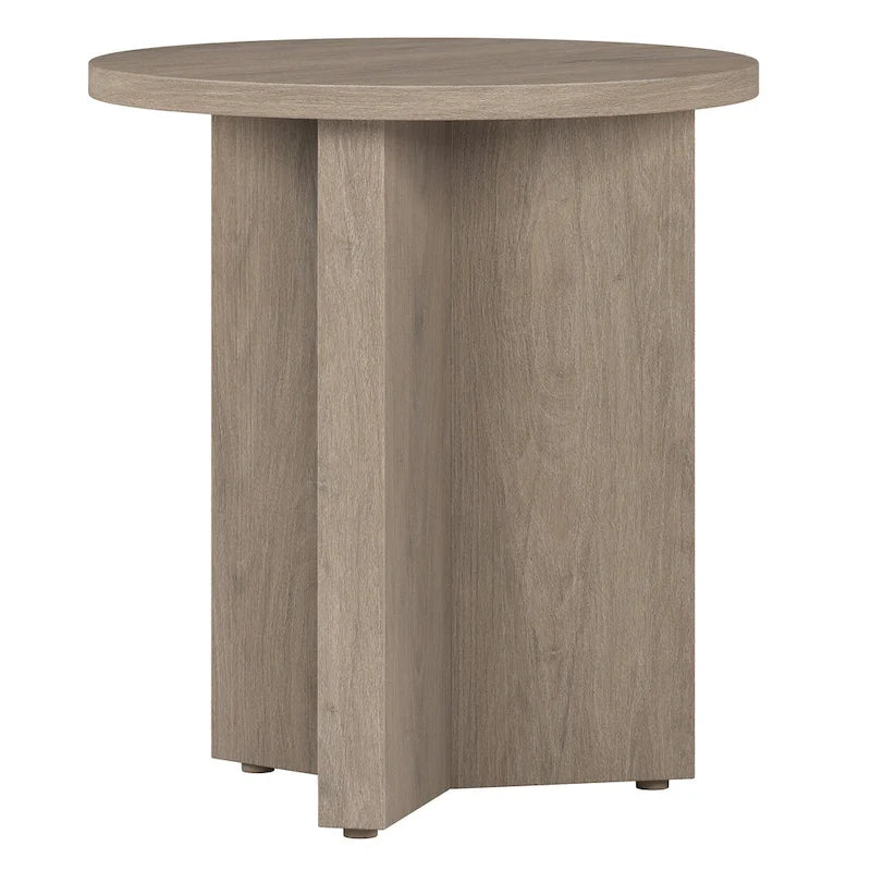 Table d'appoint ronde à base en X, 50,8 cm de large – Blanc aulne / Grain noir / Chêne gris / Brun aulne