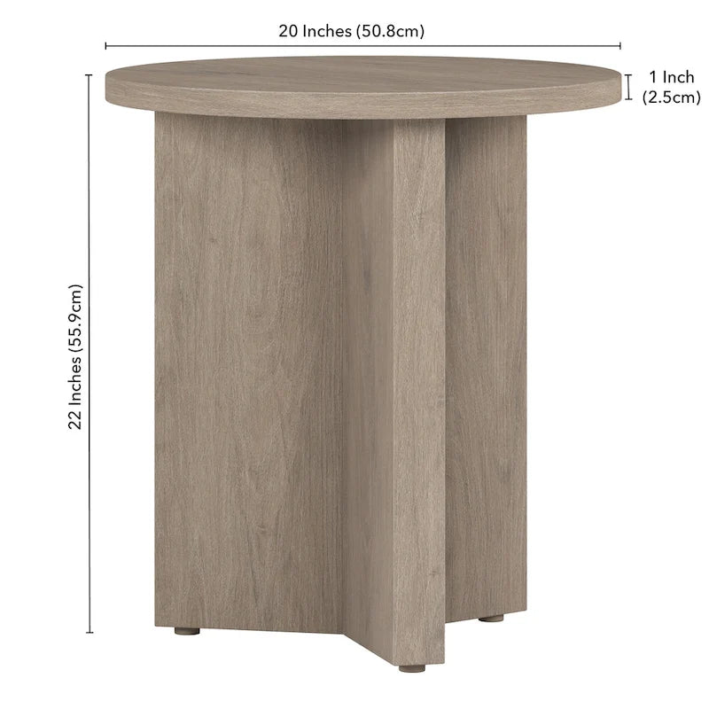 Table d'appoint ronde à base en X, 50,8 cm de large – Blanc aulne / Grain noir / Chêne gris / Brun aulne