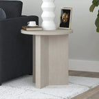 Table d'appoint ronde à base en X, 50,8 cm de large – Blanc aulne / Grain noir / Chêne gris / Brun aulne