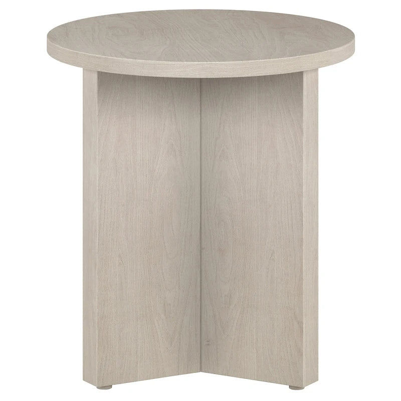 Table d'appoint ronde à base en X, 50,8 cm de large – Blanc aulne / Grain noir / Chêne gris / Brun aulne