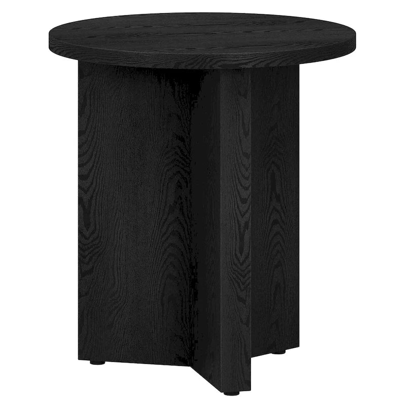 Table d'appoint ronde à base en X, 50,8 cm de large – Blanc aulne / Grain noir / Chêne gris / Brun aulne