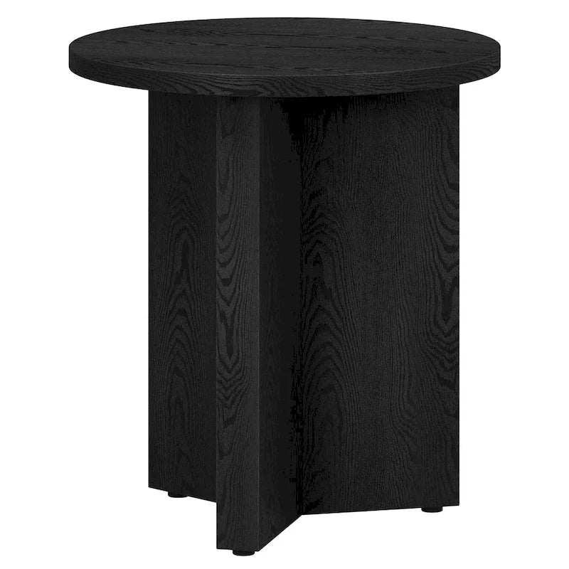 Table d'appoint ronde à base en X, 50,8 cm de large – Blanc aulne / Grain noir / Chêne gris / Brun aulne