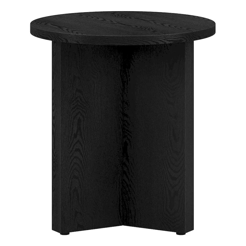 Table d'appoint ronde à base en X, 50,8 cm de large – Blanc aulne / Grain noir / Chêne gris / Brun aulne