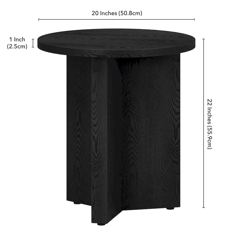Table d'appoint ronde à base en X, 50,8 cm de large – Blanc aulne / Grain noir / Chêne gris / Brun aulne