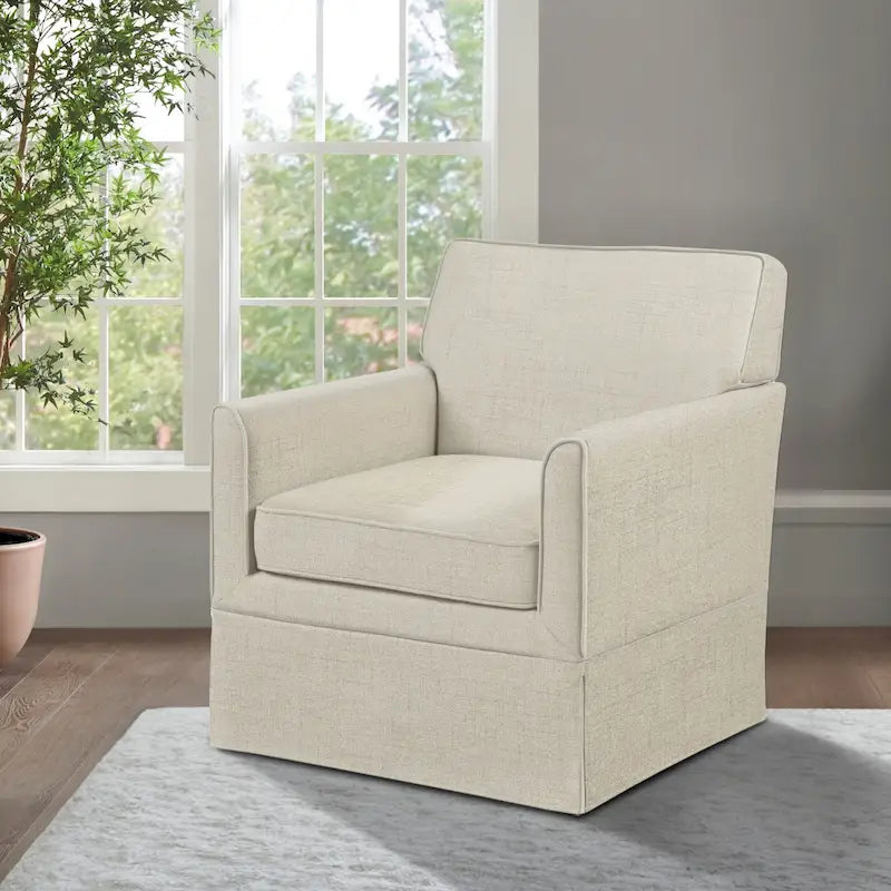 Fauteuil d'appoint déhoussable à accoudoirs droits – Ivoire / Crème / Taupe clair / Bleu clair – 1 place