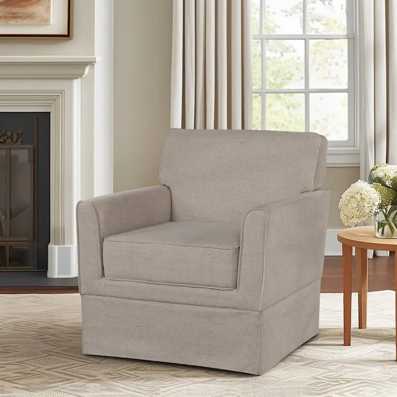 Fauteuil d'appoint déhoussable à accoudoirs droits – Ivoire / Crème / Taupe clair / Bleu clair – 1 place