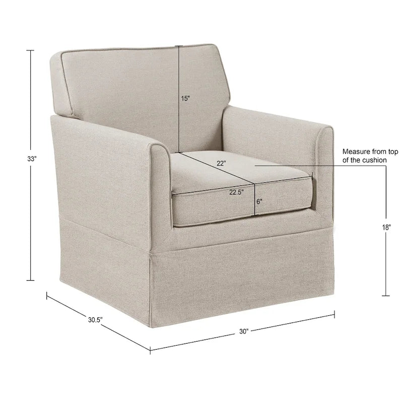 Fauteuil d'appoint déhoussable à accoudoirs droits – Ivoire / Crème / Taupe clair / Bleu clair – 1 place