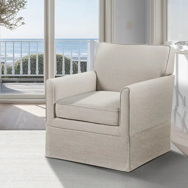 Fauteuil d'appoint déhoussable à accoudoirs droits – Ivoire / Crème / Taupe clair / Bleu clair – 1 place