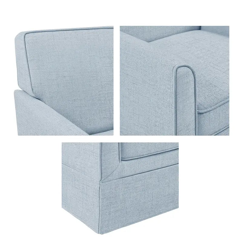 Fauteuil d'appoint déhoussable à accoudoirs droits – Ivoire / Crème / Taupe clair / Bleu clair – 1 place