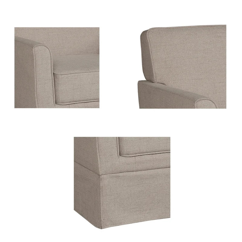 Fauteuil d'appoint déhoussable à accoudoirs droits – Ivoire / Crème / Taupe clair / Bleu clair – 1 place