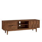 Meuble TV 2 tiroirs style Mid-Century – Finition Tabac / Gris Anthracite Clair