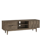 Meuble TV 2 tiroirs style Mid-Century – Finition Tabac / Gris Anthracite Clair