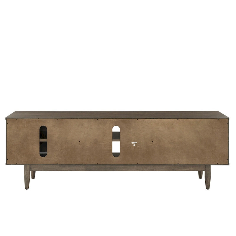 Meuble TV 2 tiroirs style Mid-Century – Finition Tabac / Gris Anthracite Clair