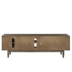 Meuble TV 2 tiroirs style Mid-Century – Finition Tabac / Gris Anthracite Clair