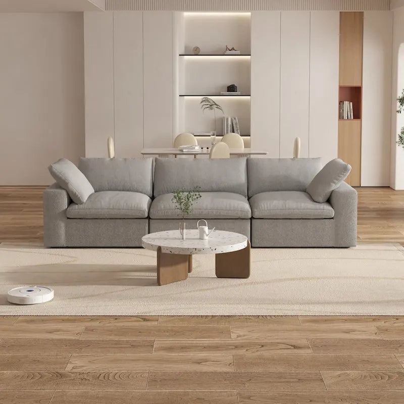 Canapé d'angle contemporain 3 places en velours blanc / anthracite / gris / kaki
