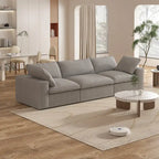 Canapé d'angle contemporain 3 places en velours blanc / anthracite / gris / kaki