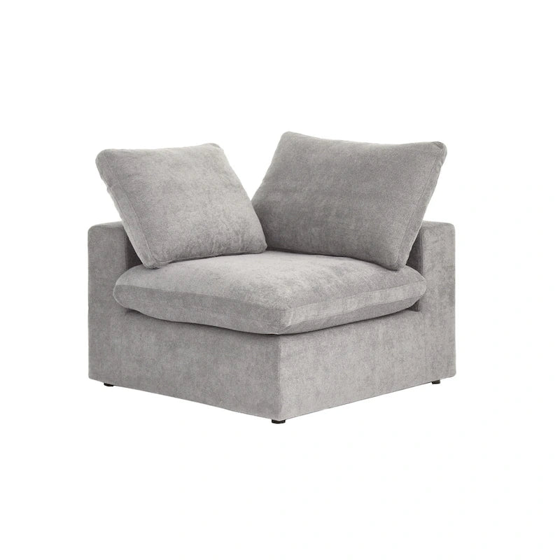 Canapé d'angle contemporain 3 places en velours blanc / anthracite / gris / kaki