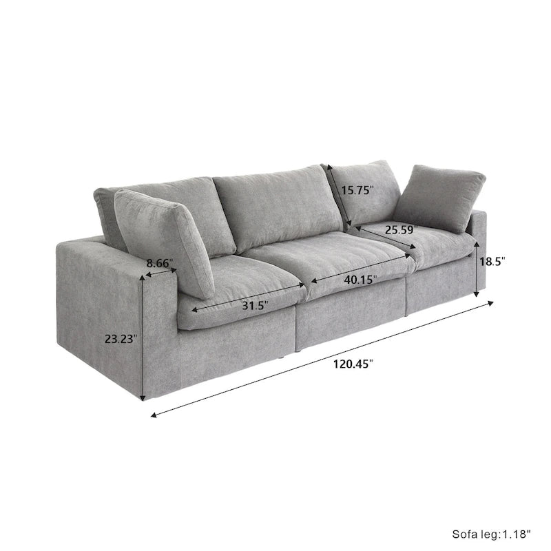 Canapé d'angle contemporain 3 places en velours blanc / anthracite / gris / kaki