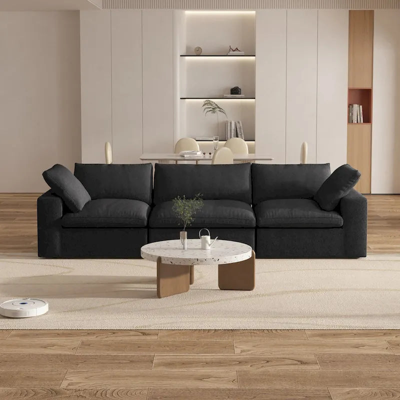 Canapé d'angle contemporain 3 places en velours blanc / anthracite / gris / kaki