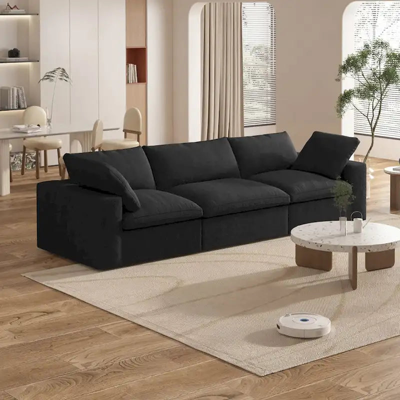Canapé d'angle contemporain 3 places en velours blanc / anthracite / gris / kaki