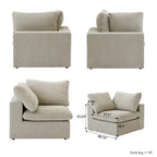 Canapé d'angle contemporain 3 places en velours blanc / anthracite / gris / kaki