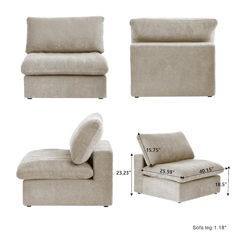 Canapé d'angle contemporain 3 places en velours blanc / anthracite / gris / kaki
