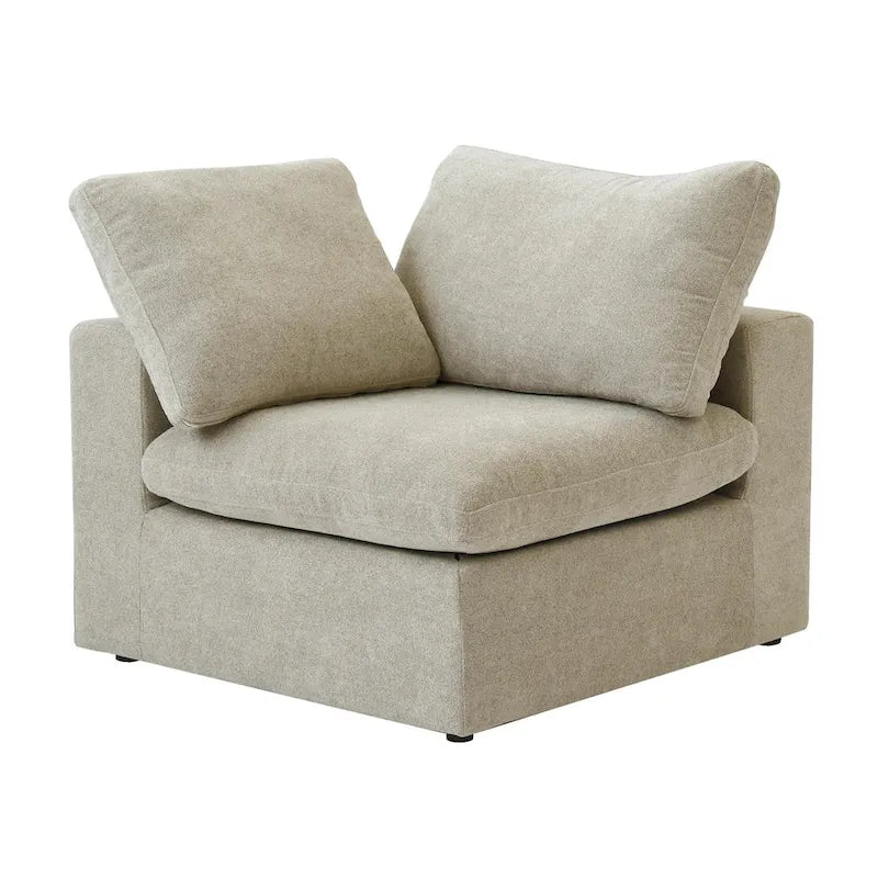 Canapé d'angle contemporain 3 places en velours blanc / anthracite / gris / kaki