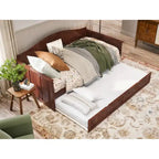 Lit de repos jumeau avec lit gigogne, bois massif, blanc / noyer / gris / caramel clair, 2 couchages