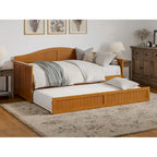 Lit de repos jumeau avec lit gigogne, bois massif, blanc / noyer / gris / caramel clair, 2 couchages