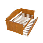 Lit de repos jumeau avec lit gigogne, bois massif, blanc / noyer / gris / caramel clair, 2 couchages
