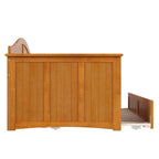 Lit de repos jumeau avec lit gigogne, bois massif, blanc / noyer / gris / caramel clair, 2 couchages