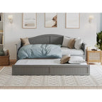 Lit de repos jumeau avec lit gigogne, bois massif, blanc / noyer / gris / caramel clair, 2 couchages