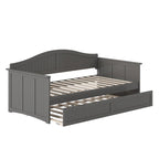 Lit de repos jumeau avec lit gigogne, bois massif, blanc / noyer / gris / caramel clair, 2 couchages