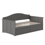 Lit de repos jumeau avec lit gigogne, bois massif, blanc / noyer / gris / caramel clair, 2 couchages