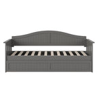 Lit de repos jumeau avec lit gigogne, bois massif, blanc / noyer / gris / caramel clair, 2 couchages