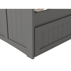 Lit de repos jumeau avec lit gigogne, bois massif, blanc / noyer / gris / caramel clair, 2 couchages