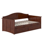 Lit de repos jumeau avec lit gigogne, bois massif, blanc / noyer / gris / caramel clair, 2 couchages