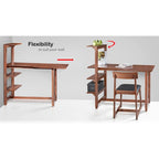 Ensemble d'étude contemporain en Acajou / Bois pour 1 personne — Bureau, Chaise et Étagère à 4 niveaux