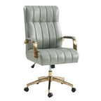 Chaise de bureau pivotante en cuir PU au design Mid-Century Modern, 1 place, coloris Camel/Marron/Noir/Vert/Ivoire/Bleu Marine